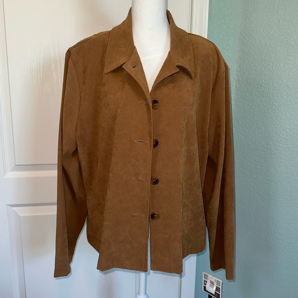 Camel Petite Faux Suede Jacket